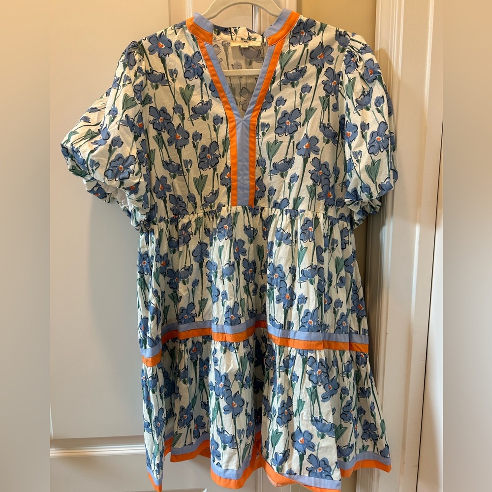 Entro Blue and Orange Floral Dress